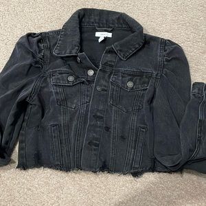 Black, Jean jacket, puffy shoulders